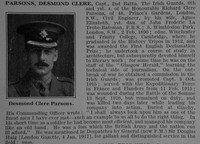 Parsons D C Captain 2nd Irish Guards Obit De Ruvignys Roll Of Honour Vol 3