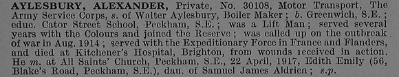 Aylesbury A Pte 30108 Army Service Corps Obit De Ruvignys Roll Of Honour Vol 4