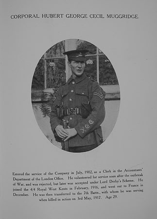 Muggridge H G CCpl G-24488 7th Royal West Kent Regiment Northern Assurance Co War Record