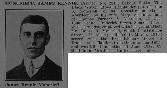 Moncrieff J R Pte 2345 12th Black Watch Obit De Ruvignys Roll Of Honour Vol 4
