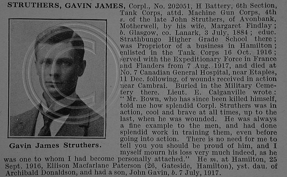 Struthers G J Cpl 202051 Tank Corps Obit De Ruvignys Roll Of Honour Vol 4