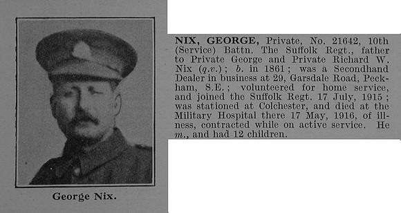 Nix G Pte 21642 10th Suffolk Regiment Obit De Ruvignys Roll Of Honour Vol 4