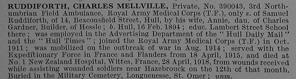Ruddiforth C M Pte 390043 Royal Army Medical Corps Obit De Ruvignys Roll Of Honour Vol 4