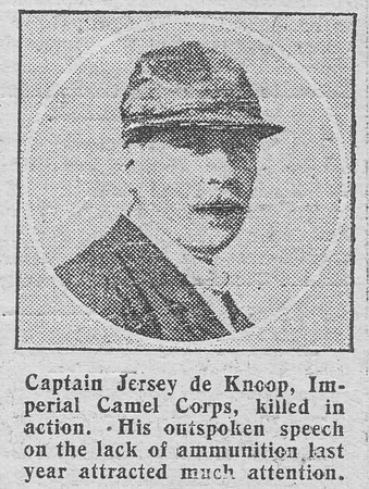 De Knoop J Captain Imperial Camel Corps The Graphic 19th Aug 1916