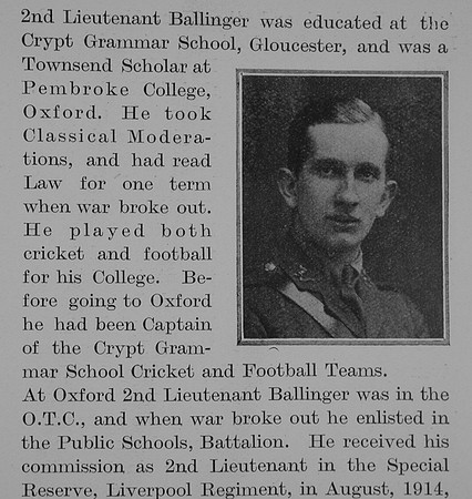 Ballinger F A 2nd Lt 4th Kings Liverpool Regiment Obit Part 2 The Bond Of Sacrifice Vol 2