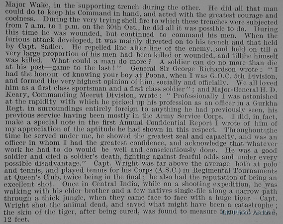 Wright H S N Captain Indian Army Obit Part 3 De Ruvignys Roll Of Honour