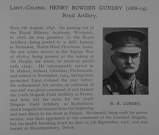 Gundry H B Lt Col Royal Artillery Obit Dulwich College Roll Of Honour