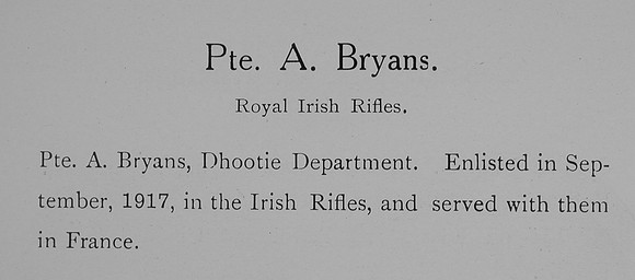 Bryans A Pte Royal Irish Rifles Record William Graham Co Roll Of Honour