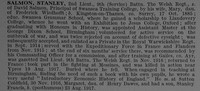 Salmon S 2nd Lt 9th Welsh Regiment Obit De Ruvignys Roll Of Honour Vol 4