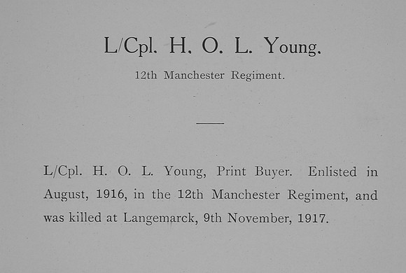 Young H O L L/Cpl 38417 12th Manchester Regiment Obituary William Graham & Co Record Of The Great War