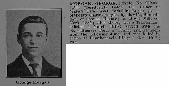 Morgan G Pte 5th West Yorkshire Regiment Obit De Ruvignys Roll Of Honour Vol 3