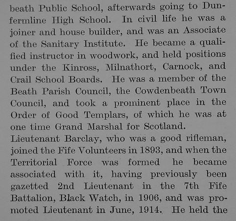 Barclay W K Lt 7th Black Watch Obit Part 2 The Bond Of Sacrifice Vol 2