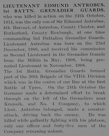 Antrobus E Lt 1st Grenadier Guards Obit The Bond Of Sacrifice Vol 1