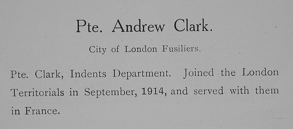 Clark A Pte Royal Fusiliers Record William Graham Company