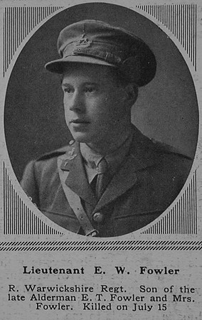 Fowler E W Lt 7th Royal Warwickshire Regiment The Sphere 16th Dec 1916