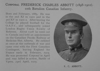 Abbott F C Cpl 10th CEF Obit Dulwich College Roll Of Honour