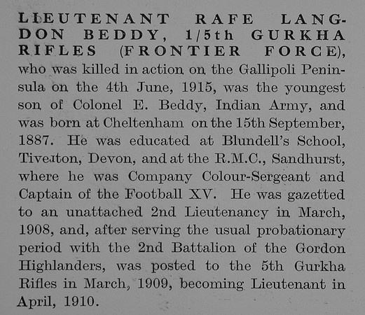 Beddy R L Lt Indian Army Obit The Bond Of Sacrifice Vol 2