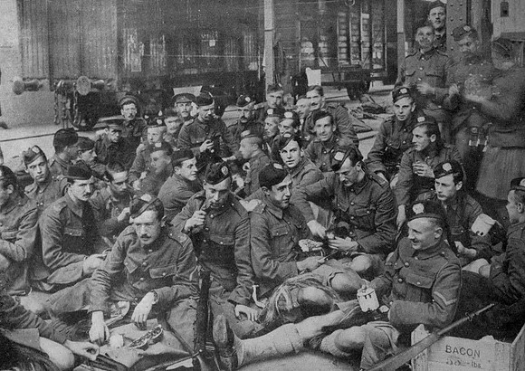 A Party Of London Scottish On A French Railway Station 1914