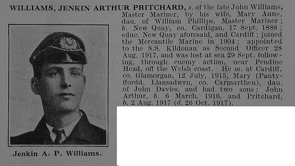 Williams J A P Master Mariner Mercantile Marine Obit De Ruvignys Roll Of Honour Vol 3