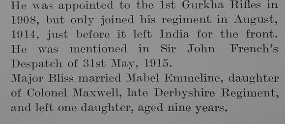 Bliss C Major Indian Army Obit Part 3 The Bond Of Sacrifice Vol 1