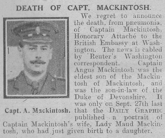 Mackintosh A A Captain Royal Horse Guards The Graphic 15th Nov 1918