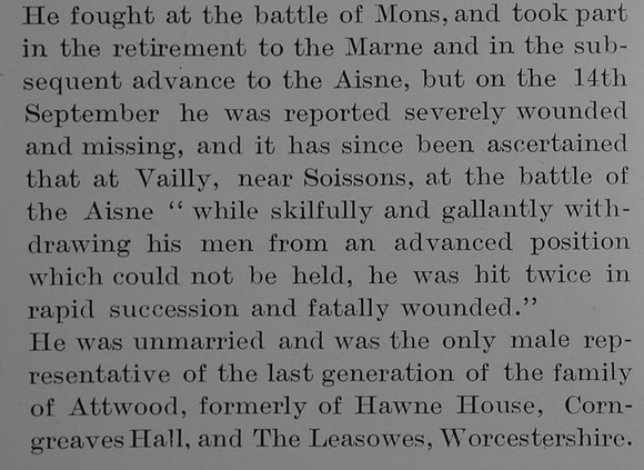 Attwood A F Captain 4th Royal Fusiliers Obit Part 3 The Bond Of Sacrifice Vol 1