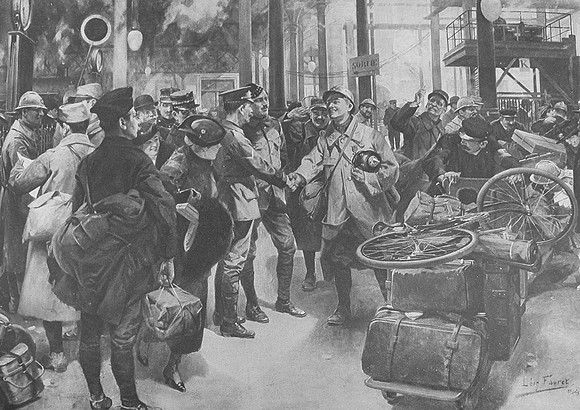 Greeting British Soldiers At A French Railway Station