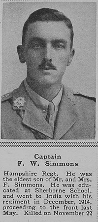 Simmons F W Captain Hants Regt The Sphere 12th Jan 1918