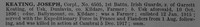 Keating J Cpl 6505 1st Irish Guards Short Obit De Ruvignys Roll Of Honour Vol 4