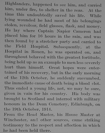 Boyd N J L 2nd Lt 1st Black Watch Obit Part 4 The Bond Of Sacrifce Vol 1