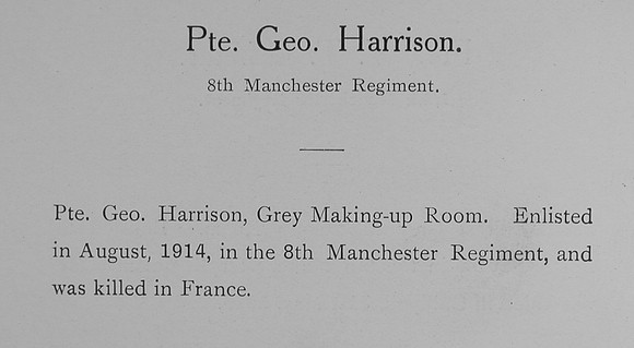 Harrison G Pte 8th Mancheste Regiment Obit William Graham Co Roll Of Honour