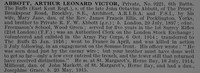 Abbott A L V Pte 9221 6th East Kent Regiment Obit De Ruvignys Roll Of Honour Vol 2