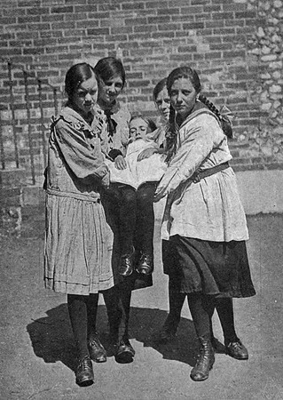 Air Raid Drill School Girls Practising Carrying A Wounded Schoolfellow