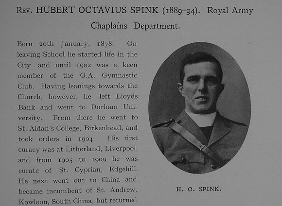 Spink H O Rev Army Chaplains Obit Part 1 Dulwich College Roll Of Honour