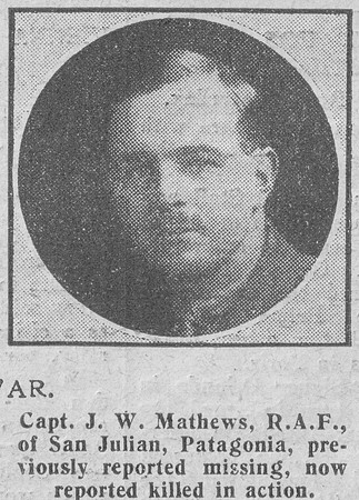 Mathews J W Captain Royal Air Force The Graphic 4th Nov 1918