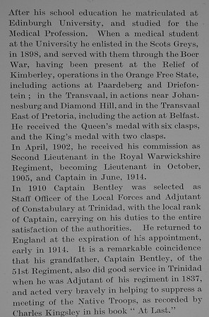 Bentley C A C Captain 1st Royal Wawickshire Regiment Obit Part 2 The Bond f Sacrifice Vol 1