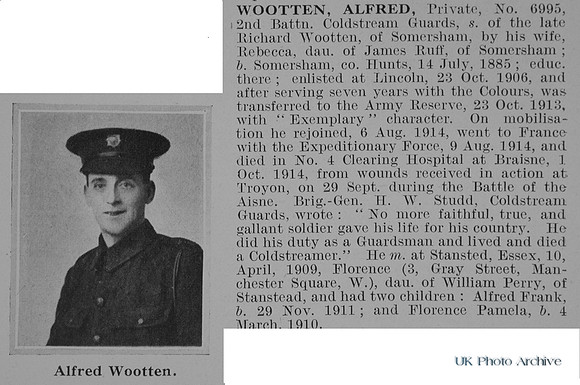 Wootten A Pte 6995 2nd Coldstream Guards Obit De Ruvignys Roll Of Honour Vol 1