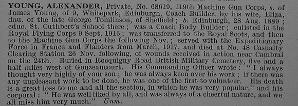 Young A Pte 68619 Machine Gun Corps Obit De Ruvignys Roll Of Honour Vol 4