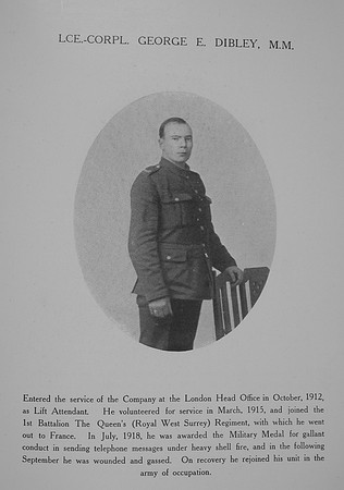 Dibley G E LCpl MM 4963 1st West Surrey Regiment Northern Assurance Co War Record