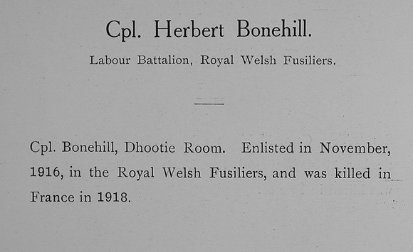 Bonehill H Cpl Royal Welsh Fusiliers Obit William Graham Co Roll Of Honour