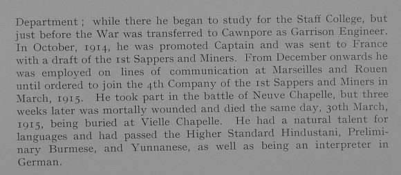 Tottenham C G L Captain Royal Engineers Obit Part 2 Dulwich College Roll Of Honour
