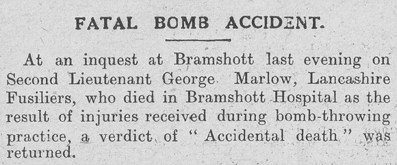 Marlow G 2nd Lt 6th Lancashire Fusiliers Inquest Result The Graphic 29th Aug 1916