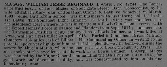Maggs R W J L/Cpl 47244 2nd Lancashire Fusiliers Obit De Ruvignys Roll Of Honour Vol 4