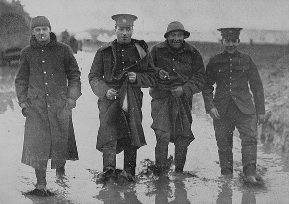 Canadian Soldiers Training In Mud And Water On The Salisury Plain