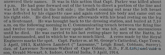 Parker B S Captain 2nd Hampshire Regiment Obit Part 4 De Ruvignys Roll Of Honour Vol 1