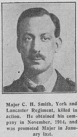 Smith C H Major 8th York And Lancs Regiment The Graphic 10th Aug 1916