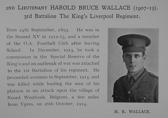 Wallace H B 2nd Lt 3rd Attd 1st Kings Liverpool Regiment Obit Dulwich College Roll Of Honour
