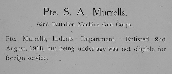 Murrells S A Pte Machine Gun Corps Record William Graham Company