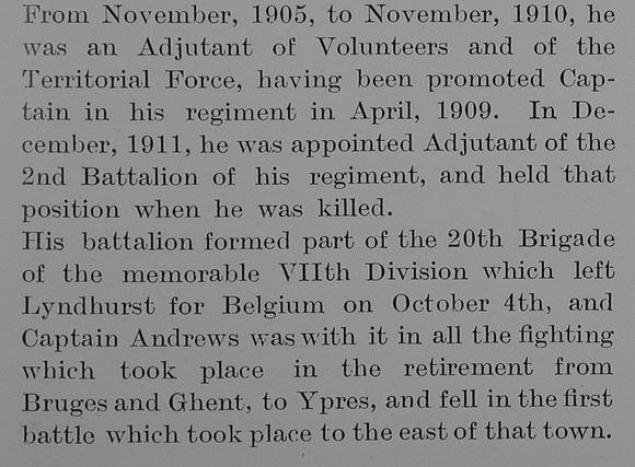 Andrews C G W Captain 2nd Border Regiment Obit Part 3 The Bond Of Sacrifice Vol 1