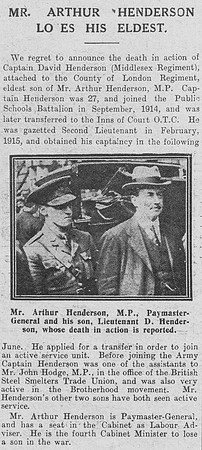 Henderson D Captain 8th Middlesex Reiment The Graphic 21st Sep 1916